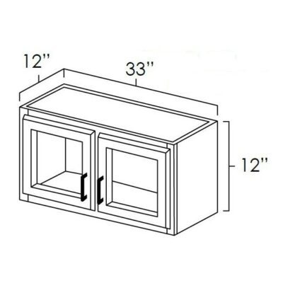 Carmel Shaker Double Decorative Stacker Wall Cabinet w/Plain Glass - 33" W x 12" H x 12" D