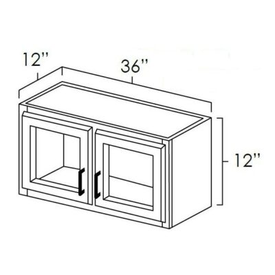 Carmel Shaker Double Decorative Stacker Wall Cabinet w/Plain Glass - 36" W x 12" H x 12" D