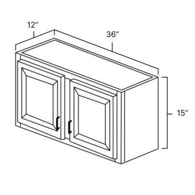 Carmel Shaker Bridge Wall Cabinet - 36" W x 15" H x 12" D
