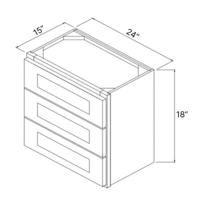 Carmel Shaker Three Drawer Wall Cabinet - 24" W x 18" H x 15" D