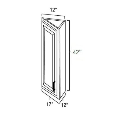 Carmel Shaker Angled End Wall Cabinet - 12" W x 42" H x " D